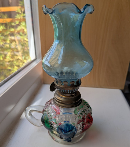 Glass oil lamp blue - oil,