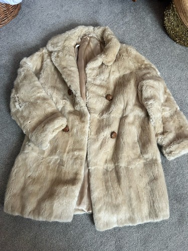 Vintage cream beige fur coat - vintage,