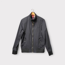 Superdry Men’s Navy Harrington Bomber Jacket Red Tartan Check Lining Size L