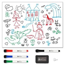 Vinsani Magnetic Whiteboard  60 x 90 cm Size with 4 Dry Wipe Pens and Eraser