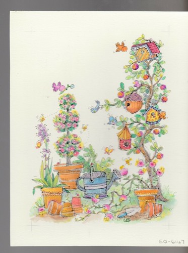 Garden scene tree - scene, bird