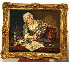 Hand Embroidered Tapkin Picture "La Recureuse" by Andre Bouys Baroque 75 x 65(W x H)