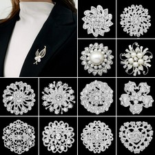 Fashion DIY Bouquet Pearl Crystal Flower Brooch Pin Women Wedding Jewelry Gift