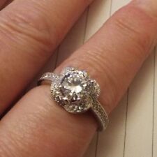 Diamonique Tova 1.8ct tw Art Deco Style Ring Sterling Silver Size Q new 