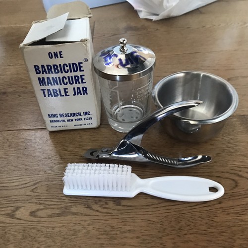 Barbicide disinfectant table - disinfectant,