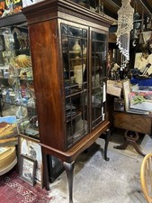 Beautiful Antique Victorian Glazed Bookcase China Cupboard Glass Fronted On Legs