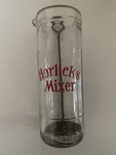 Vintage Horlicks Mixer Glass Jug and Plunger / Frother 1940s/50s