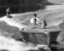 ORIGINAL VINTAGE PHOTO: Men Male Waterskiing Speedboat Boat Skier Shirtless 50's