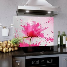 Glass Splashback Kitchen Tile Cooker Wall Panel ANY SIZE Flower Paint Splash Art