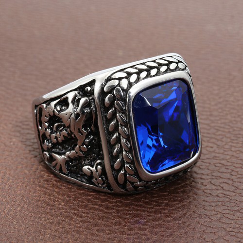 Men square stone signet - square, ring