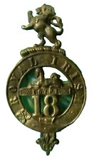 Victorian 18th Royal Irish Regiment Of Foot Glengarry Helmet Badge Antique Org