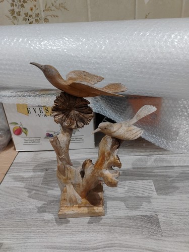 Wooden bird ornament - wooden,