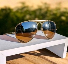 1970's 62[]14 Vintage B&L 140 Ray-Ban  Ambermatic Outdoorsman Aviator Sunglasses