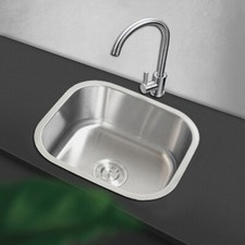 Small Single Bowl Square Stainless Steel Kitchen Sink Undermount Basin Waste Kit