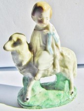 Antique Baby Jesus  Lamb Of God Old Paris Porcelain Figure Holy Statue Miniature