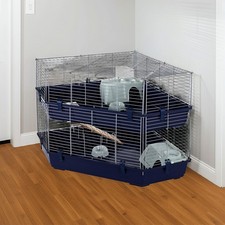Rabbit Guinea Pig Corner Cage Indoor Double Tier 141 x 100 x 86cm + Accessories