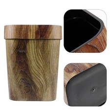 Retro Rubbish Bin for Kitchen Bathroom Imitated Wood 14L