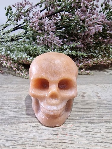 Orange calcite crystal skull - orange,