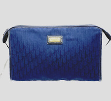 Christian Dior Trotter Monogram Clutch Bag Navy Vintage France Logo Plate