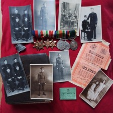 WW2 TERRITORIAL EFFICIENCY MEDAL GROUP, PHOTOS, SHRAPNEL+ GERMAN LEAFLET