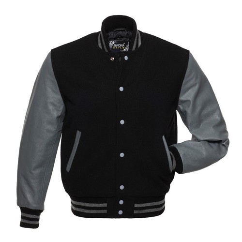 Black wool varsity letterman - wool,