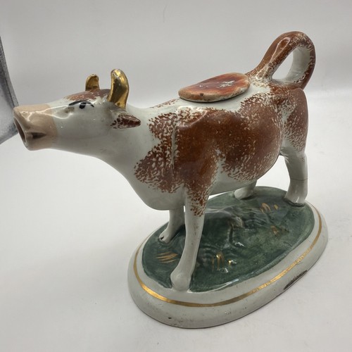 Antique staffordshire cow - staffordshire,