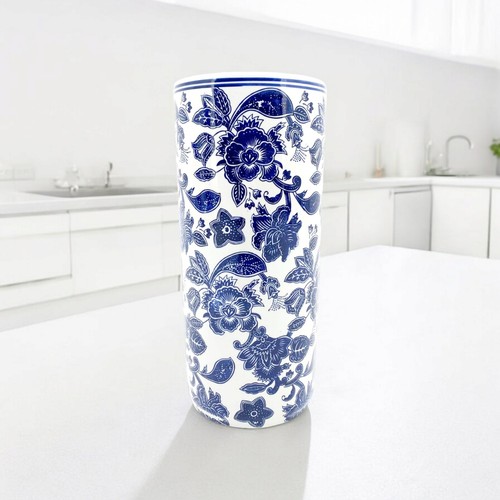 Blue floral ceramic - floral, round