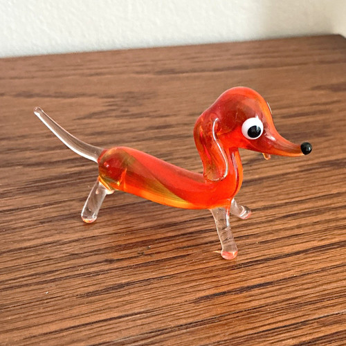 Miniature glass dachshund dog - dachshund,