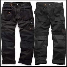 Scruffs Mens Work Trousers: Durable Reinforced Knee/Crotch - Pockets| Navy/Black