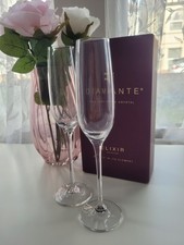 Diamante Elixir Lead Crystal Champagne Flutes Set of 2 Boxed Excellent Condition