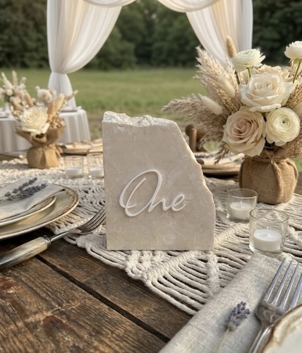 Stone wedding table - numbers,