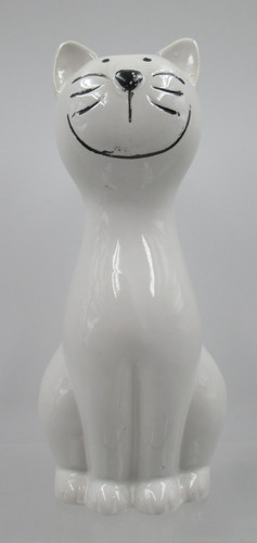 White ceramic cat - white,