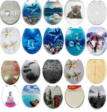 SOFT SLOW CLOSE PRINTED WC TOILET SEAT STABLE SS HINGES WOODEN MDF TOILET SEATS