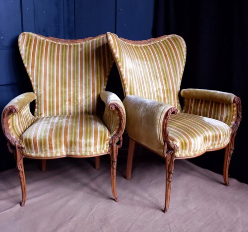 Pair vintage armchairs - pair,