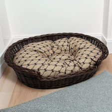 Wicker Dog Basket with Pattern