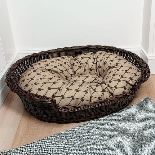 Wicker dog basket with pattern - basket,