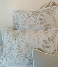 16” Cushion Cover in Laura Ashley Parterre Sage piped Off Whitey