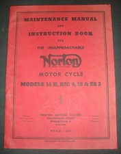 NORTON MOTOR CYCLE MAINTENANCE MANUAL 16 H,BIG 4,18 & ES 2 VINTAGE ORIGINAL