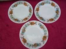 3 Vintage JAJ Pyrex 10 " Dinner Plates with Decorative Border.