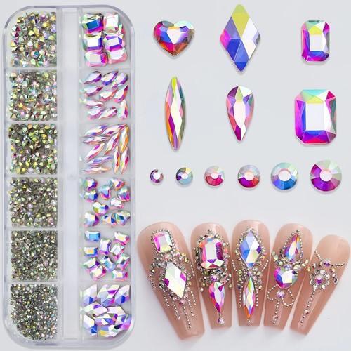 180pcs flatback glass nail - 180pcs, ab