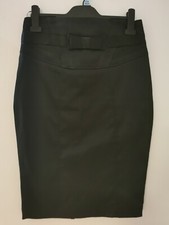 River Island Pencil Skirt Size 12 Women Black Stretch Satin Zip Knee Embellished