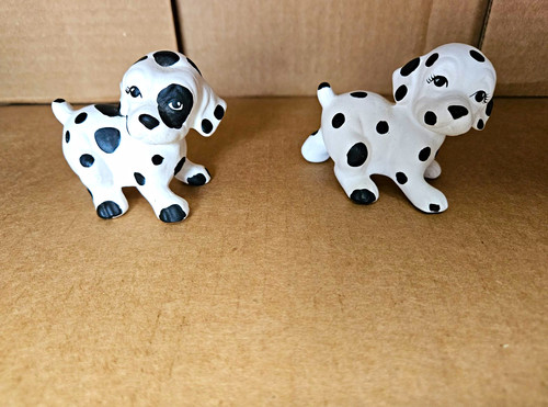 Ceramic spotted dog figurines - ceramic,