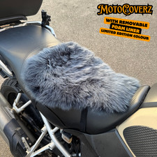 Universal Sheepskin Motorcycle Seat Cover Foam Lined Seats Protector Slate