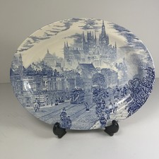English Ironstone Tableware EIT - Oval Plate - London Scene - Blue Transfer Ware