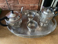 Vintage Antique Silver Plated Coffee/Tea Service Set with Tray