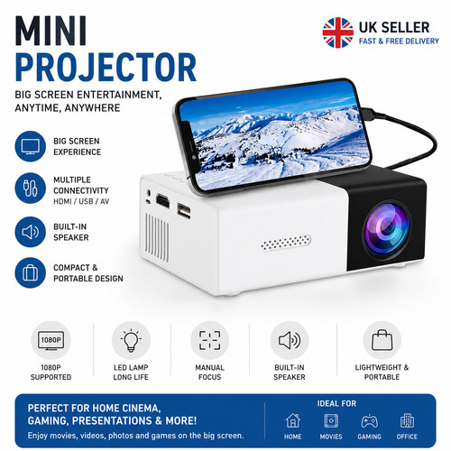 Mini projector portable led - hd,
