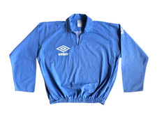 Vintage 80s Umbro Pro Training Drill Top Men’s XL Blue Collared Boxy Top Rare UK