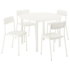 IKEA VIHALS White Dining Table & 4 Chairs 107cm Small Kitchen Set Home Furniture