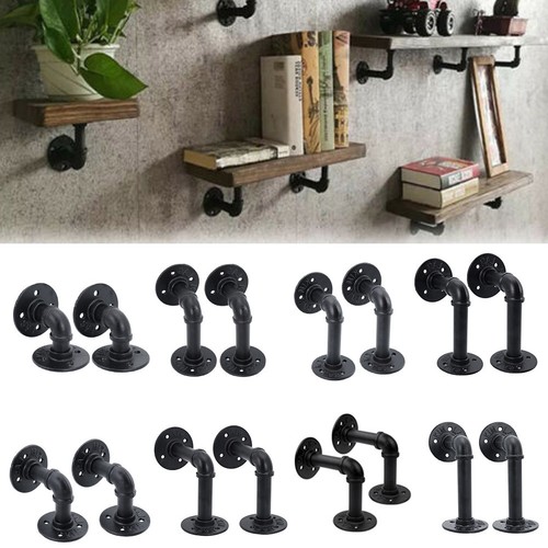 Iron pipe shelf brackets - 2x,