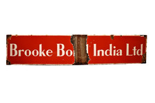 Vintage Brooke Bond India Ltd Porcelain Enamel Tea Advertising Sign Board 24x5"
